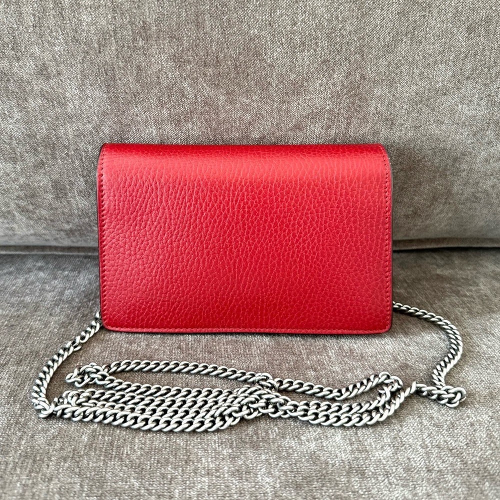 Authentic Gucci Dionysus Mini bag red leather crossbody silver chain - Picture 9 of 14